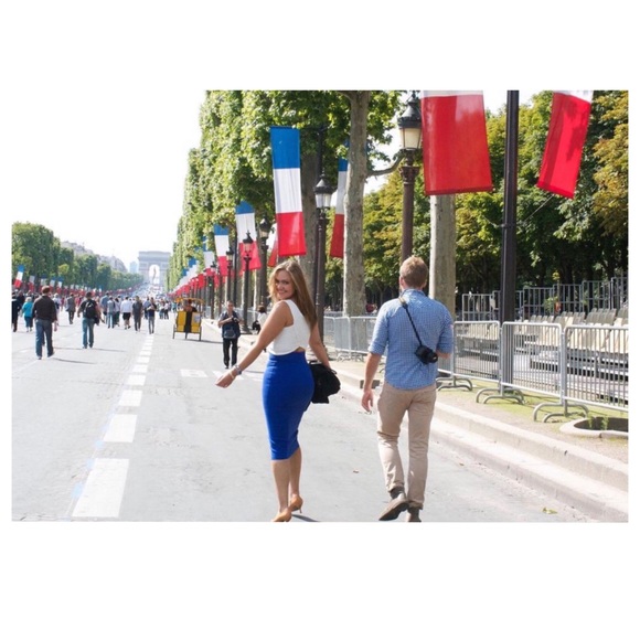 Cobalt Blue Scuba Pencil Skirt Size Medium - Picture 15 of 16